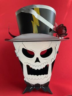 Halloween Vintage Skeleton Head Lantern/Candle Holder Metal with Goth Look