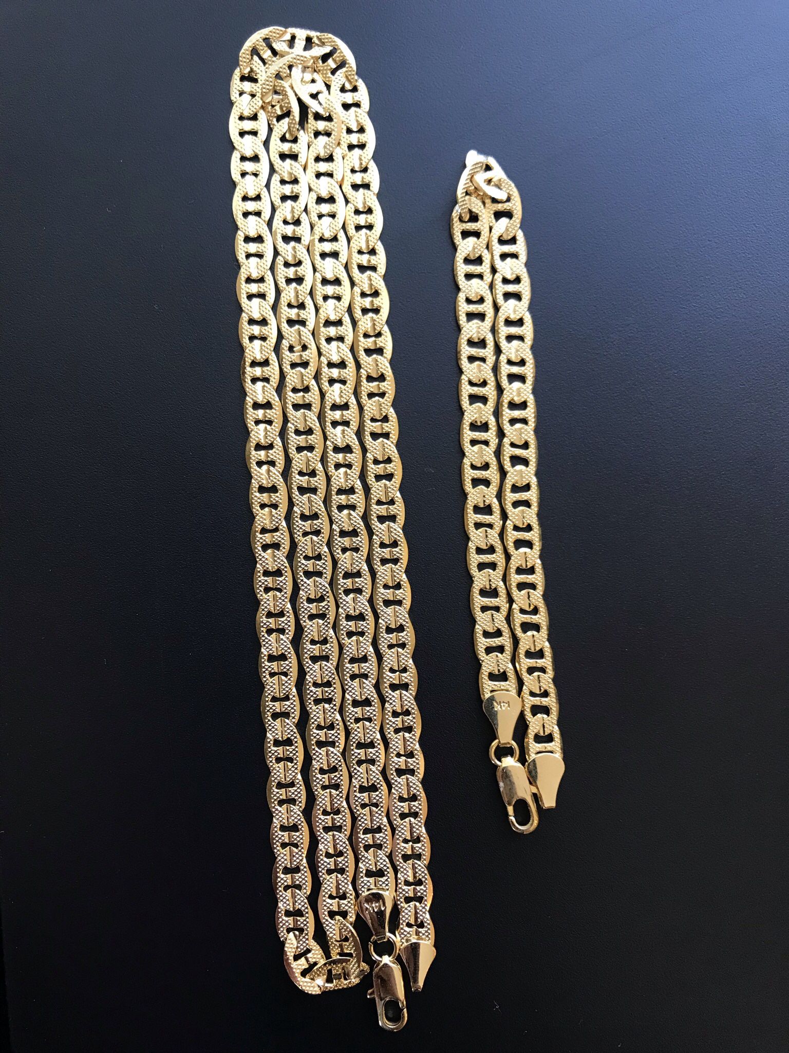 14k Gold Plated Mariner 24” Necklace And 8” Bracelet 