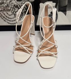 BCBGeneration Wanni White Strappy Heels Sandals Size 11 / 42.5 Leather