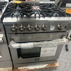 30’ Inches FORNO SLIDE IN GAS STOVE!!! Air Fryer!! Convection Oven!!! STAINLESS STEEL BRAND NEW!!!5 Burners With Grilled!!!