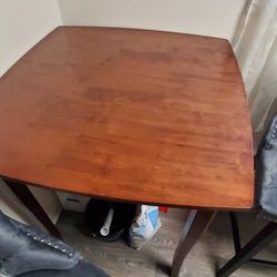 High Top Kitchen Table with Two Swivel Chairs 