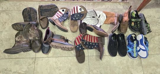 Lot Of Boys Boots Cowboy Skechers Lands End Ariat Roper Bass Realtree Sneakers Shoes 
