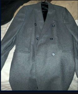 Men Express Gray Wool Blend Overcoat