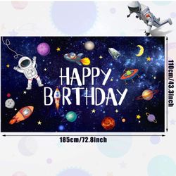  Astronaut outer space happy birthday backdrop