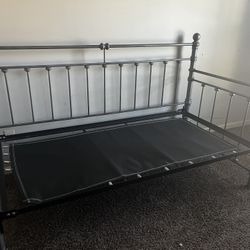 Elegant Bedroom Furniture Set – Silver Mirrored Dresser + Nightstand + Metal Daybed