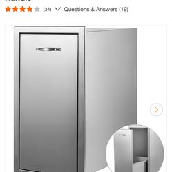 VEVOR 13.6 in. W x 26 in. H x 19.3 in. D Lower Sliding Rails Stainless Steel Outdoor Kitchen Trash Drawer with Handle