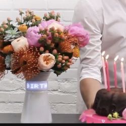 12” Flower Vase With programmable LED Message 