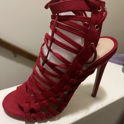 Red Strap Heels 7.5 US BRAND NEW!