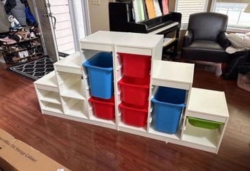 Two IKEA TROFAST Storage Units with Bins and Shelving