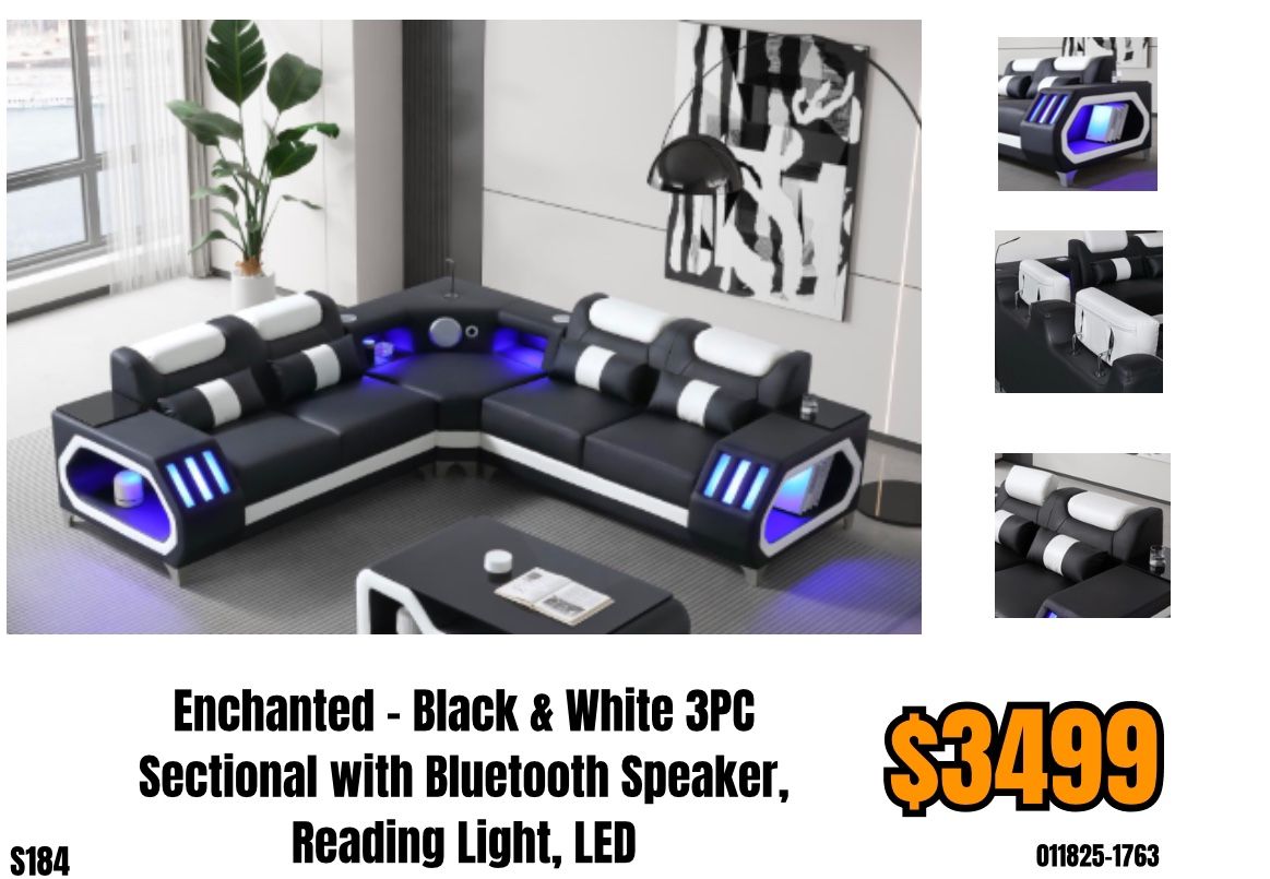 Sectional Brand New leather Black And White On sale