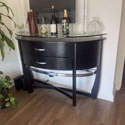 Aesthetic Bar Half Table w/ Glass Top + Drawers (🟢GREAT PRICE🟢)