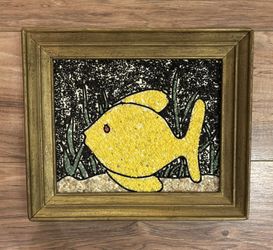 Vintage Mosaic Framed Fish Art