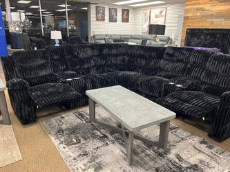 Soft Jumbo corduroy fabric large Reclining Sectional w/2 Cup holders