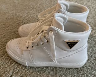 Guess white leather high tops-size 7