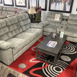 Reclining Sofa Loveseat! $1,699! Easy Financing! BLUETOOTH SPEAKERS! 🔊 💛💙 