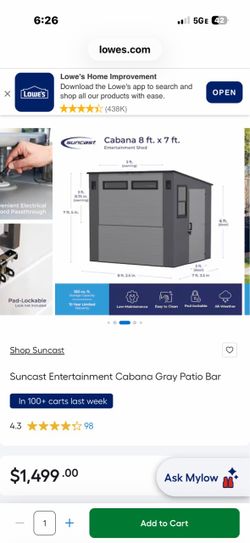 Suncast Cabana 8x7 ft Entertainment Shed