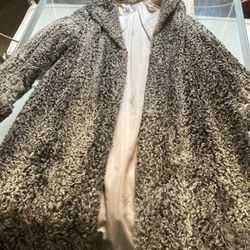  Vintage Grey Curly Wool Coat