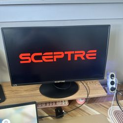 Sceptre 24-inch FHD LED Gaming Monitor 2X HDMI VGA 75Hz Build-in Speakers, Machine Black