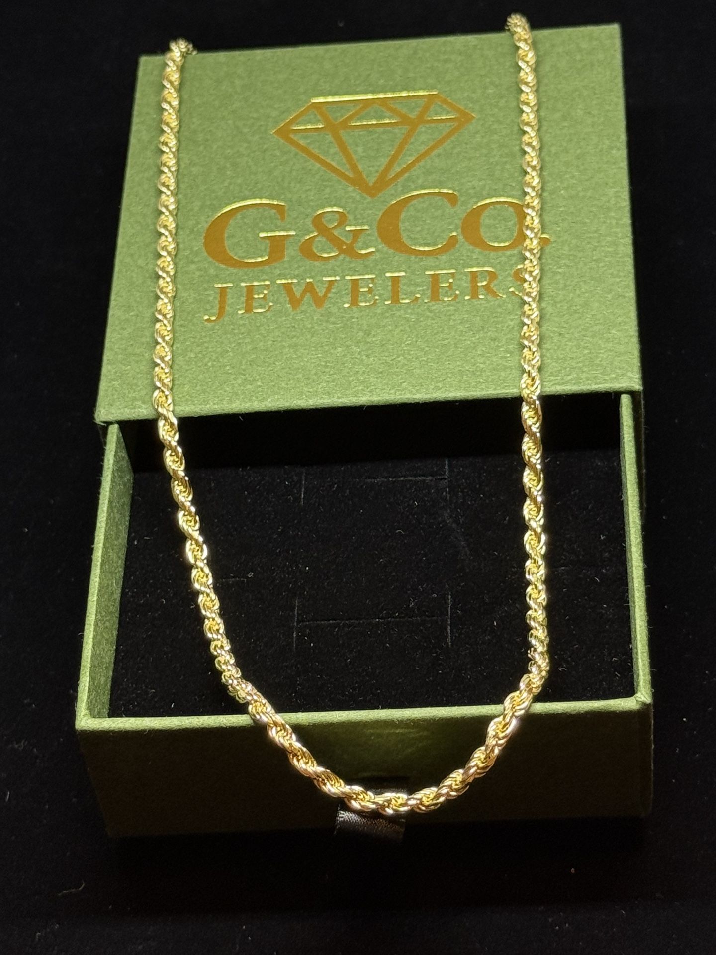 3.3mm Rope Chain In 14k Gold Plated. 20inches Long. (18g)