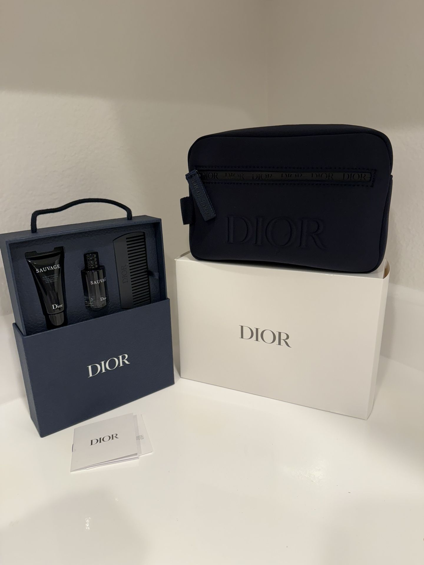 Dior Men's Vanity Bag & Sauvage Boxed Set, with Deluxe Size & Comb, NWB
