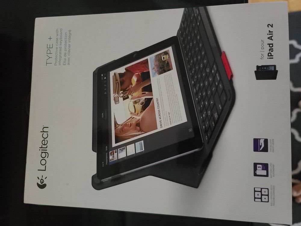 Logitech Type+ Protective Case with integrated keyboard.