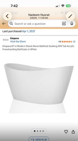 Free standing European style bath tub