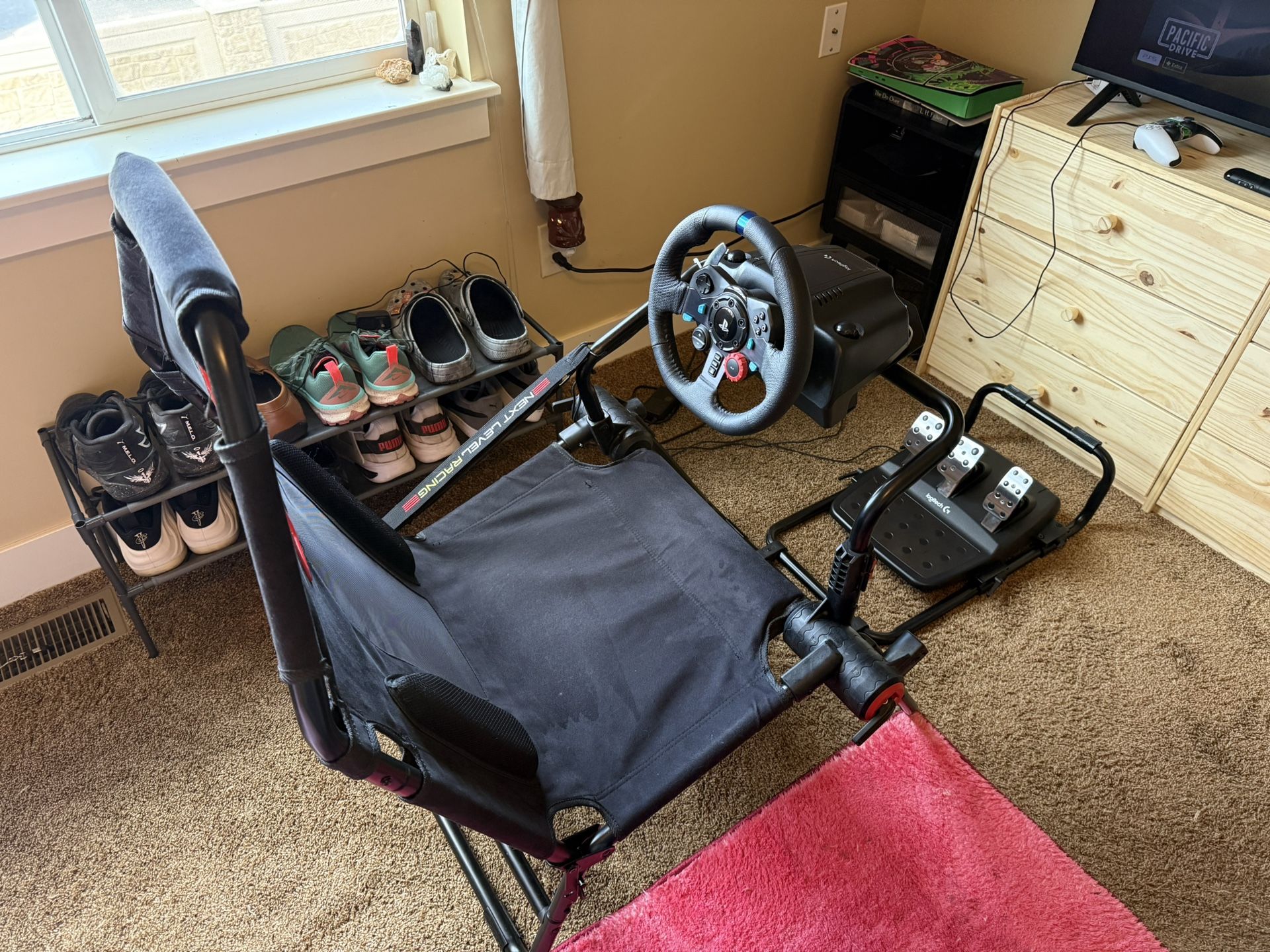 Logitech G29 racing Wheel And Pedals - Next Level Racing GTLite Racing Chair/wheel And Pedal Stand.