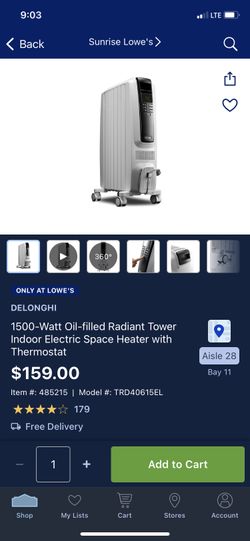 1500 W Tower Heater With Thermostat 