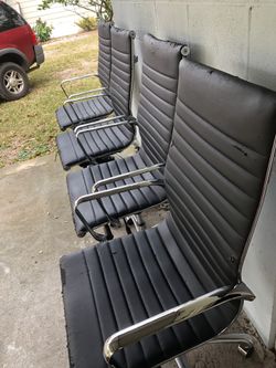 Leather/Steel Swivel Chairs (4)