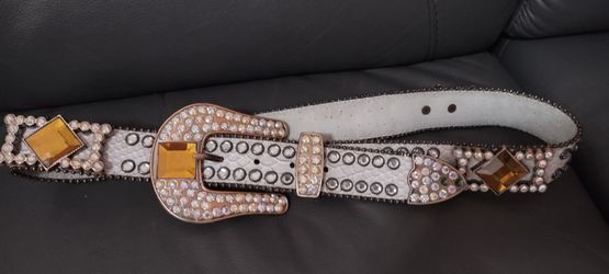 Rhinestone Leather Studded Western Belt