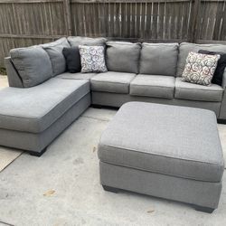 Beautiful sectional and ottoman and we can deliver for no extra