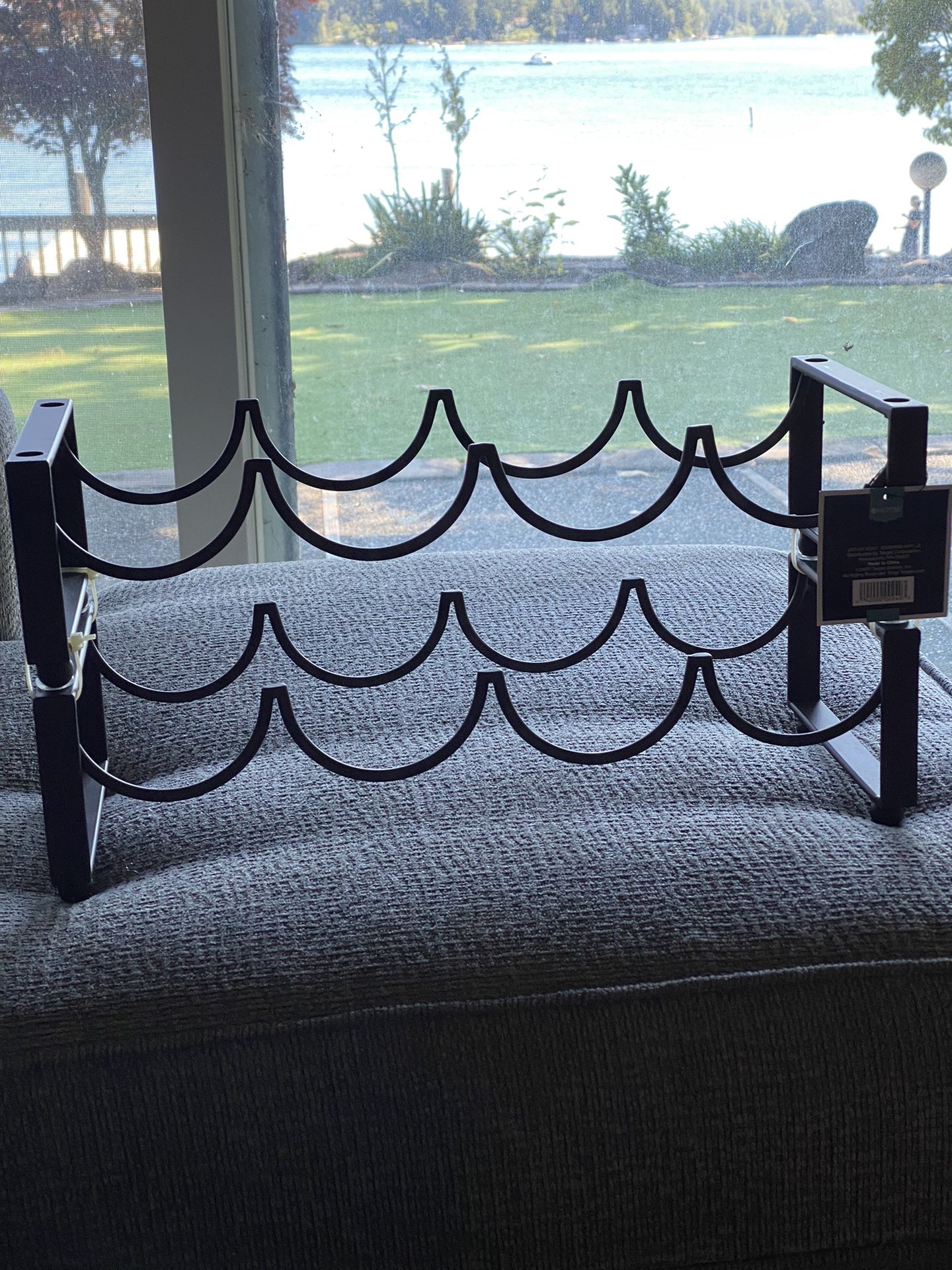 WINE RACK - BRAND NEW ( still has tags) BEAUTIFUL WOOD AND METAL DECOR.