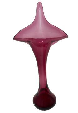 Vintage Cranberry Pink Glass Jack in the Pulpit Vase 13" Hand Blown Art Glass