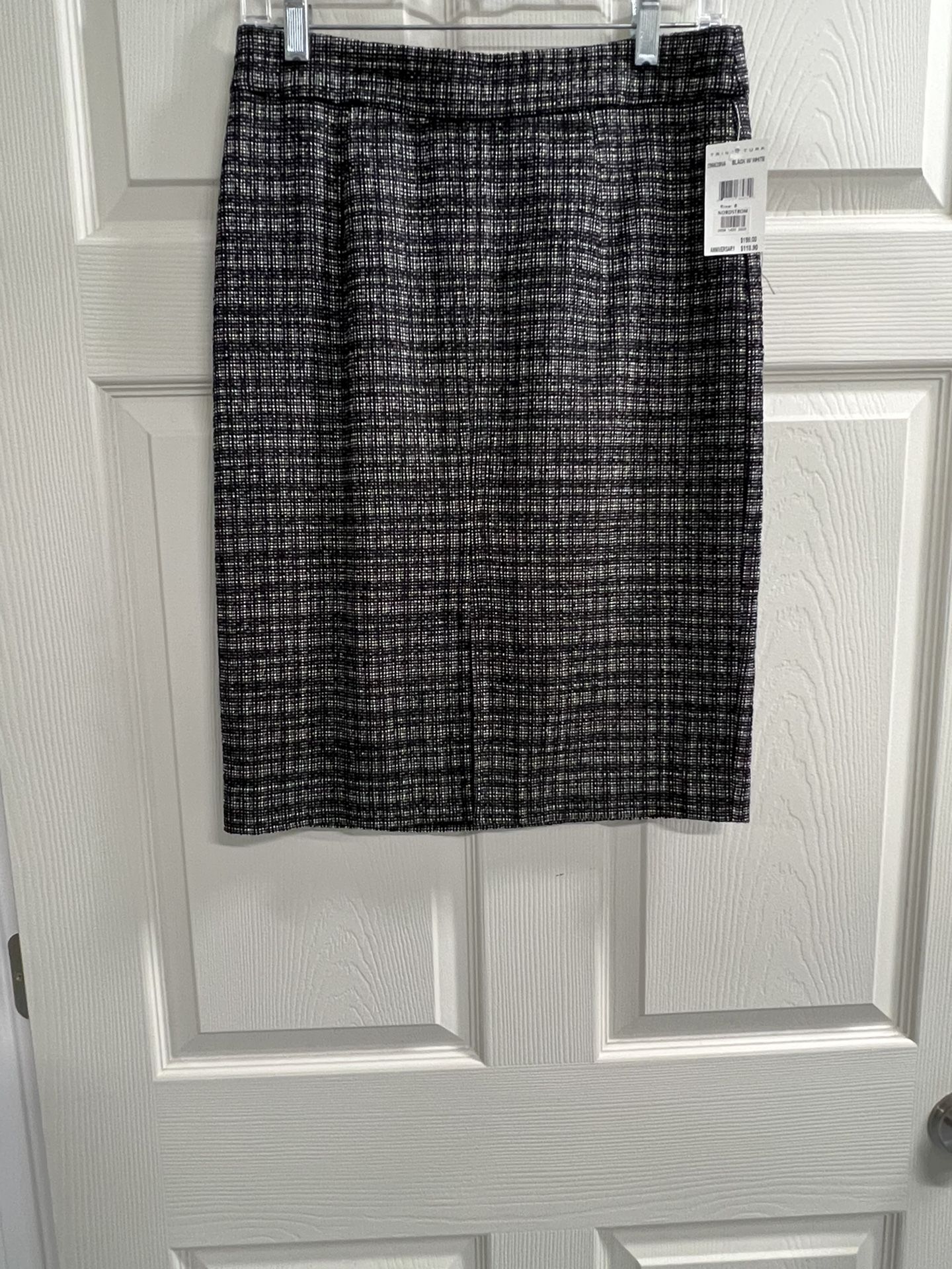 Trina Turk Black and White Striped Pencil Skirt - Size 6 - NWT