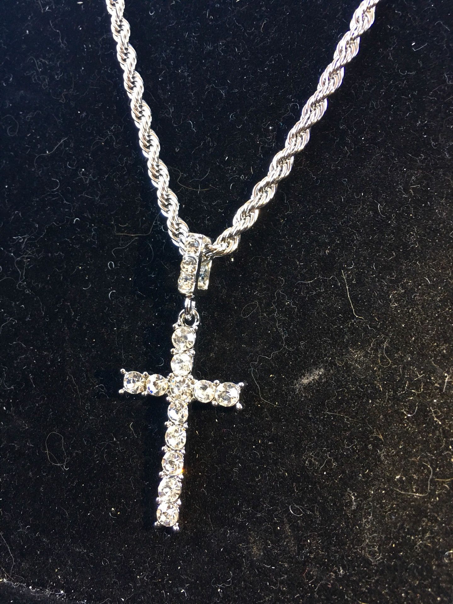EXCLUSIVE CROSS 18K GOLD FULL DIAMONDS CZ NEW ROPE CHAIN MADE IN ITALY!