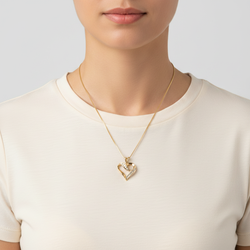 14K Yellow Gold Diamond Heart Pendant & 18" Box Chain - 0.11ct