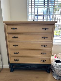 5-Drawer Wood Dresser with Black Hardware