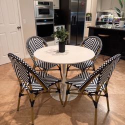 French Café Style Dining Set – Modern Round Table + 4 Bistro Chairs