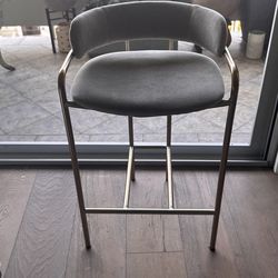 West Elm 3 Bar Stools in color grey and Gold