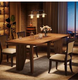 63" Dining Table for 4-6, Farmhouse Kitchen Table with Sturdy Legs, Rectangular Dinner Table for Kitchen, Dining Room (Rustic Brown)