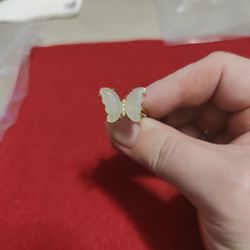 Amazonite Crystal Adjustable Butterfly Ring