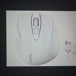 Tecknet Rechargeable Wireless Mouse-White USB Silent Click Adjustable DPI 4800 Max