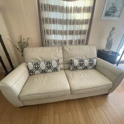 White Leather Couch 