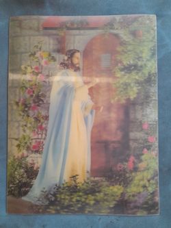 Vintage 1970's 3-D Hollographic Print "Christ Knocking At The Door" (Nice) L@@K!