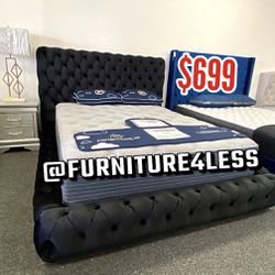 New King Size Bed Frame With Mattress 