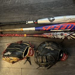 Baseball Bats and Left Handed Gloves