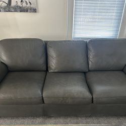 Natuzzi Dark Green/Blue Leather Sofa