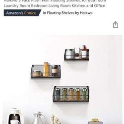 Hoikwo 3 Pack Mesh Wall Floating Shelves, for Bathroom Laundry Room Bedroom Living Room Kitchen and Office