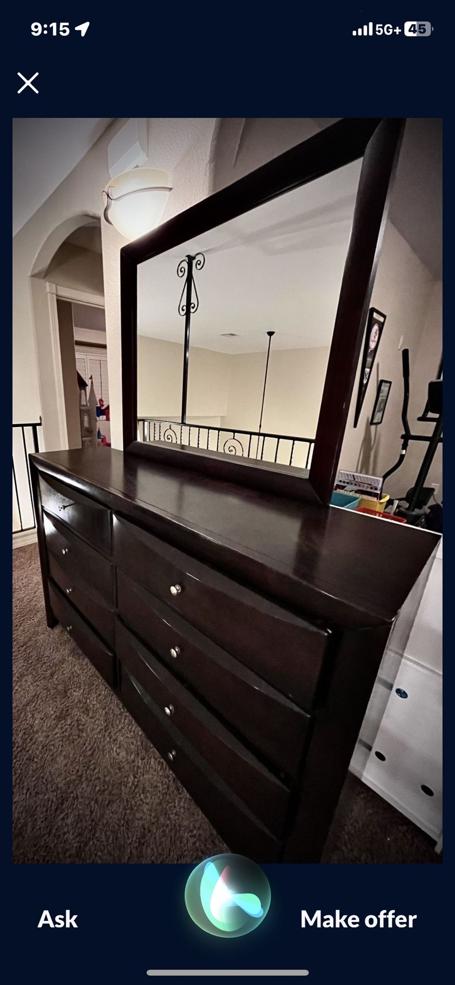 🌹☘️BEAUTIFUL DRESSER WITH MIRROR/8 DRAWER-SOLID WOOD 🌹☘️