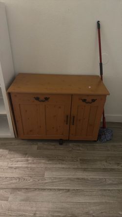 Flooding sewing/craft table with storage & wheels - space saving cabinet